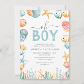 Invitation Sous le Baby shower de la mer Oh Boy (Devant)