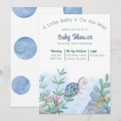 Invitation Sous le Baby shower de la tortue de mer (Devant / Derrière)