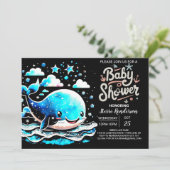 Invitation Sous le Baby shower de l'aquarelle de la baleine m (Debout devant)