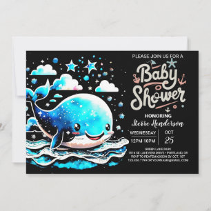 Invitation Sous le Baby shower de l'aquarelle de la baleine m