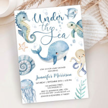 Sous le Baby shower de mer Blue Boy Aquarelle