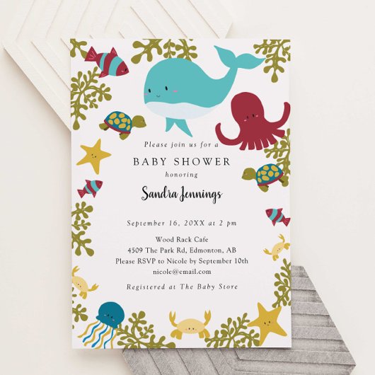Invitation Sous le Baby shower de mer Cute Neutral