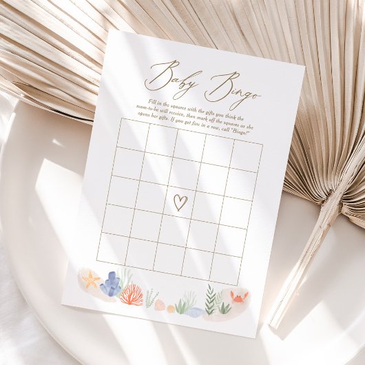 Invitation Sous le Baby shower de mer Jeu de Bingo
