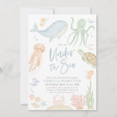 Invitation Sous le Baby shower de mer Ocean Animals Boy (Devant)
