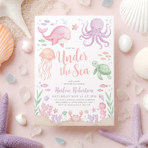 Invitation Sous le Baby shower de mer Ocean Girl