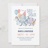 Invitation Sous le Baby shower de pieuvre d'aquarelle de mer (Devant)