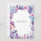 Invitation Sous le Baby shower de sirène de mer violet Turquo (Dos)