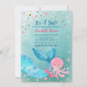 Invitation Sous le Baby shower des filles de sirènes de mer (Devant)