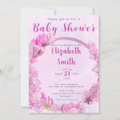 Invitation Sous le Baby shower des filles roses mignonnes de  (Devant)