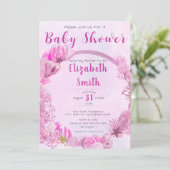 Invitation Sous le Baby shower des filles roses mignonnes de  (Debout devant)