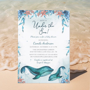 Invitation Sous Le Baby shower Des Garçons De Baleines De Mer