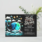 Invitation Sous le Baby shower des Garçons de la Baleine de M (Debout devant)