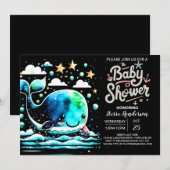 Invitation Sous le Baby shower des Garçons de la Baleine de M (Devant / Derrière)