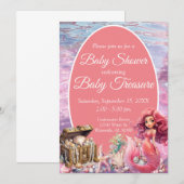 Invitation Sous le Baby shower des sirènes de mer (Devant / Derrière)