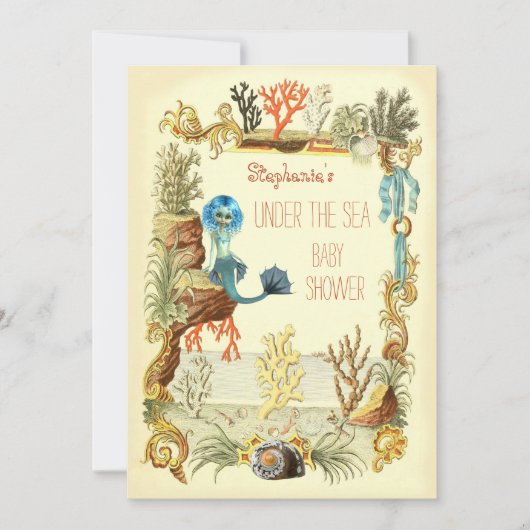 Invitation Sous le Baby shower des sirènes de mer (Devant)