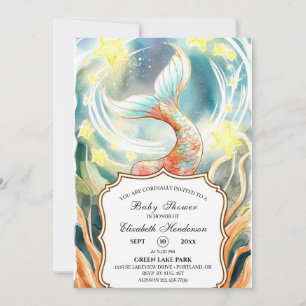 Invitation Sous le Baby shower des sirènes de mer