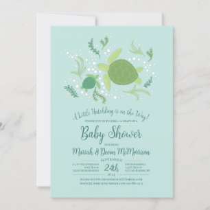 Invitation Sous le Baby shower des tortues de mer