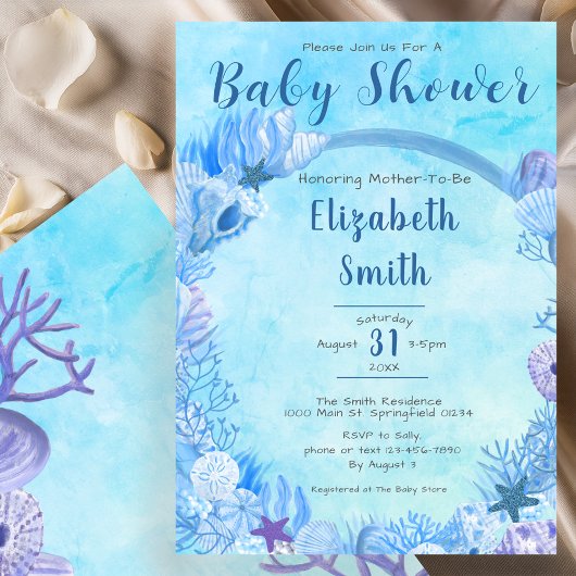 Invitation Sous le Baby shower du Sea Cute Blue Boy