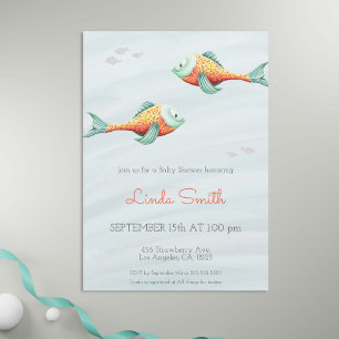 Invitation Sous le Baby shower jumeau Neutre de poisson mou d