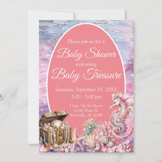 Invitation Sous Le Baby shower Marin (Devant)