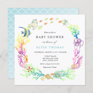 Invitation Sous Le Baby shower Marin