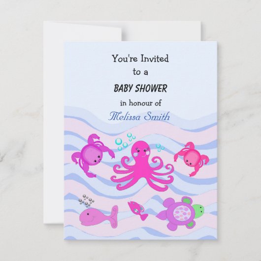 Invitation Sous le Baby shower marin (Devant)