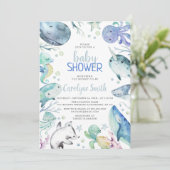 Invitation Sous le baby shower marin (Debout devant)