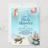 Invitation Sous Le Baby shower Marin (Devant)