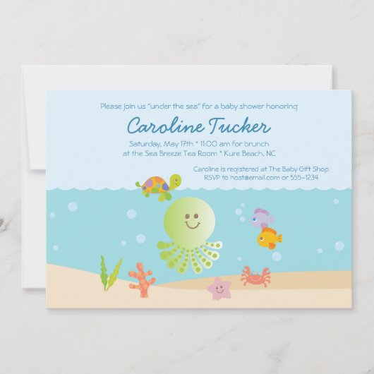Invitation Sous le Baby shower marin (Devant)