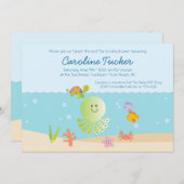 Invitation Sous le Baby shower marin (Devant / Derrière)