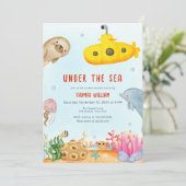 Invitation Sous le Baby shower marin nautique (Debout devant)