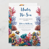 Invitation Sous le Baby shower Nautique Blue Boy (Devant / Derrière)