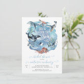 Invitation Sous le Baby shower nuptial de l'aquarelle marine (Debout devant)
