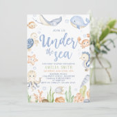 Invitation Sous le Baby shower océanique des animaux de mer (Debout devant)