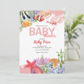 Invitation Sous le Baby shower rose de la mer (Debout devant)