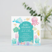 Invitation Sous le Baby shower Sea Adventure (Debout devant)