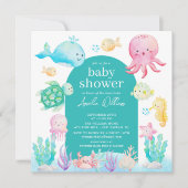 Invitation Sous le Baby shower Sea Adventure (Devant)