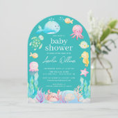 Invitation Sous le Baby shower Sea Adventure (Debout devant)