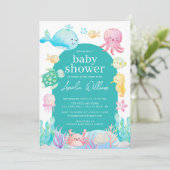 Invitation Sous le Baby shower Sea Adventure (Debout devant)