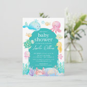 Invitation Sous le Baby shower Sea Adventure (Debout devant)