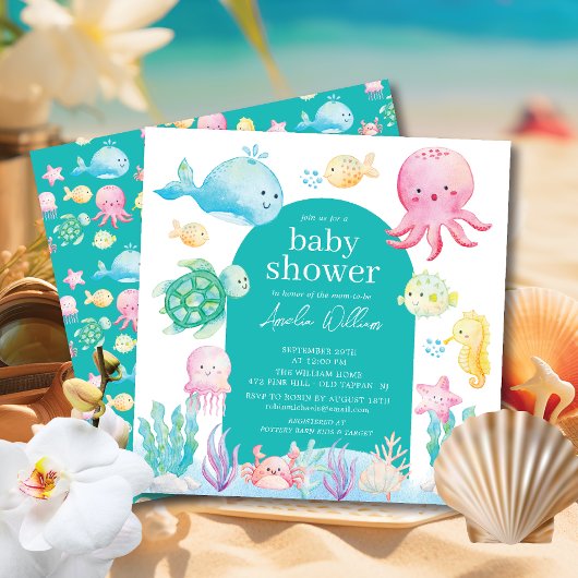 Invitation Sous le Baby shower Sea Adventure