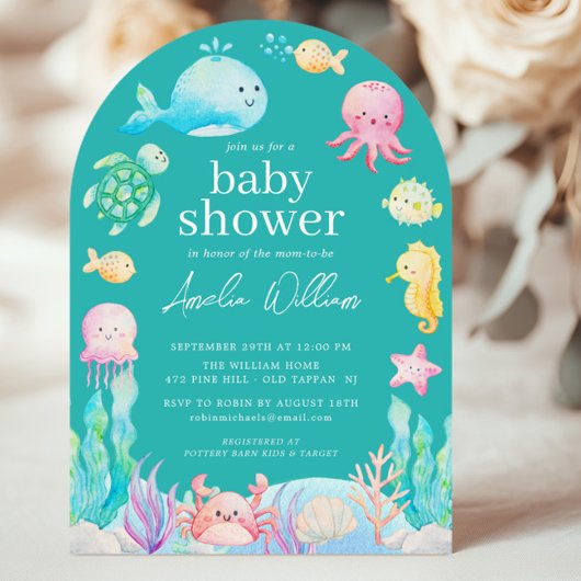 Invitation Sous le Baby shower Sea Adventure