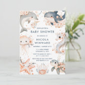 Invitation Sous le Baby shower Sea Animals (Debout devant)