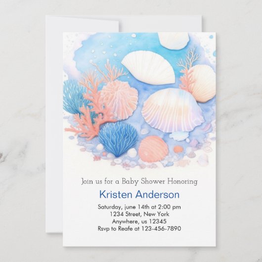 Invitation Sous le Baby shower Sea Blue Adventure Boy (Devant)