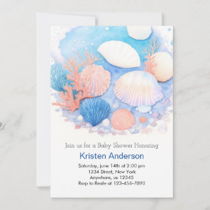 Invitation Sous le Baby shower Sea Blue Adventure Boy