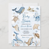 Invitation Sous le Baby shower Sea Blue Boy (Devant)