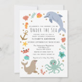 Invitation Sous le Baby shower Sea Cute Ocean Animals (Devant)