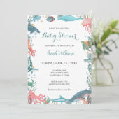 Invitation Sous le Baby shower Sea Cute Ocean Animaux RSVP (Debout devant)