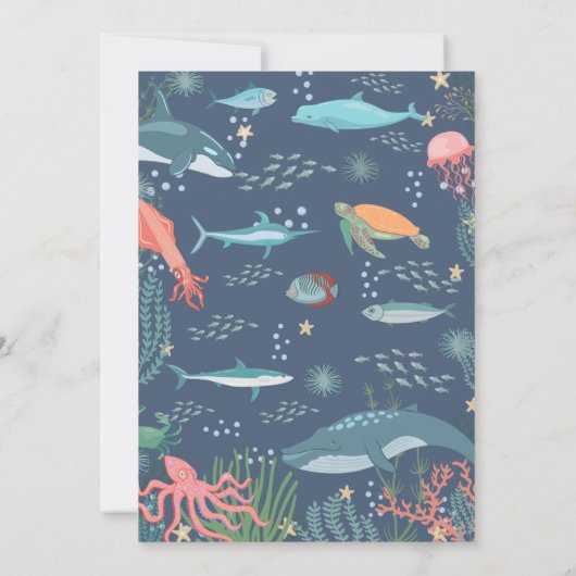 Invitation Sous le Baby shower Sea Cute Ocean Animaux RSVP (Dos)