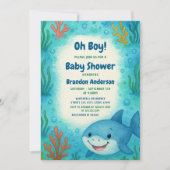 Invitation Sous le Baby shower Sea Cute Shark Boy (Devant)